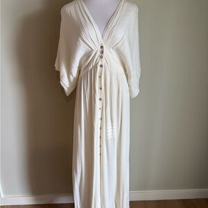 Showpo Cream Button-Front Maxi Dress